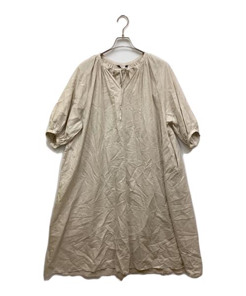 JOURNAL STANDARD relume（ジャーナルスタンダード レリューム）JOURNAL STANDARD relume (ジャーナルスタンダード レリューム) リネンコットンラグランギャザーワンピース ベージュ サイズ:FREEの古着・服飾アイテム