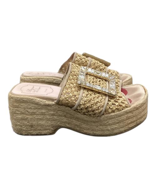 Roger Vivier（ロジェ ヴィヴィエ）Roger Vivier (ロジェ ヴィヴィエ) クリスタルバックルエスパドリーユ ベージュ サイズ:記載無しの古着・服飾アイテム