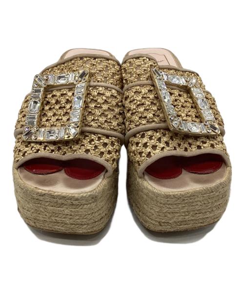 Roger Vivier（ロジェ ヴィヴィエ）Roger Vivier (ロジェ ヴィヴィエ) クリスタルバックルエスパドリーユ ベージュ サイズ:記載無しの古着・服飾アイテム