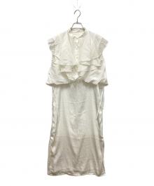 Lily Brown（リリーブラウン）の古着「フリルトップサテンワンピースセット LWFO224005 レディース」｜ホワイト