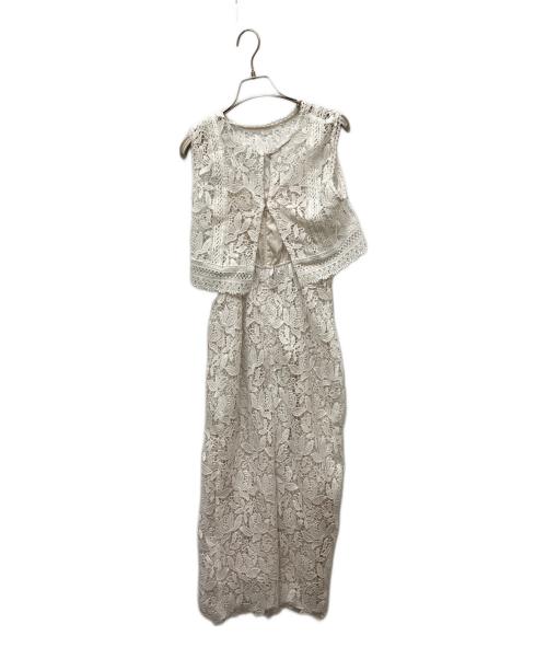 MERCURY DUO（マーキュリーデュオ）MERCURY DUO (マーキュリーデュオ) Iラインケミカルレースドッキング風ワンピース ホワイト サイズ:Sの古着・服飾アイテム