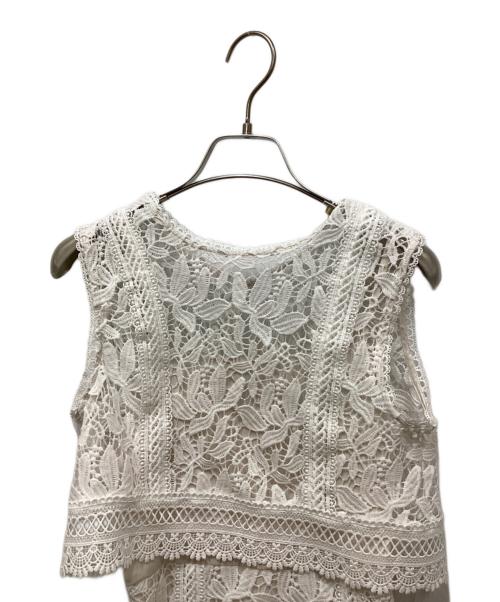 MERCURY DUO（マーキュリーデュオ）MERCURY DUO (マーキュリーデュオ) Iラインケミカルレースドッキング風ワンピース ホワイト サイズ:Sの古着・服飾アイテム