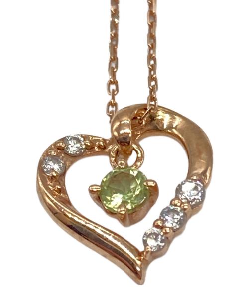 canal4℃（カナルヨンドシー）canal4℃ (カナルヨンドシー) 石付きハートモチーフネックレス ピンク×ゴールドの古着・服飾アイテム