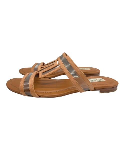 TOD'S（トッズ）TOD'S (トッズ) クリアストラップ切替サンダル ブラウン サイズ:38の古着・服飾アイテム