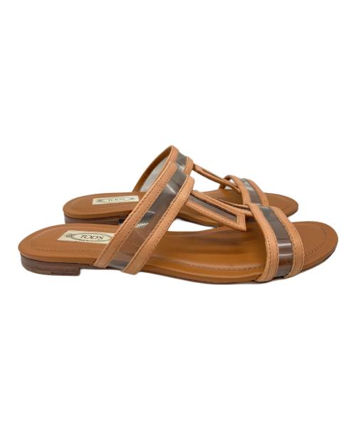 TOD'S（トッズ）TOD'S (トッズ) クリアストラップ切替サンダル ブラウン サイズ:38の古着・服飾アイテム