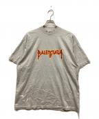 BALENCIAGAバレンシアガ）の古着「METAL LOGO CRASHED S/S TEE/メタルロゴクラッシュTシャツ」｜グレー