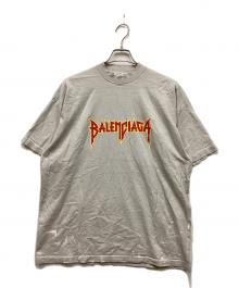 BALENCIAGA（バレンシアガ）の古着「METAL LOGO CRASHED S/S TEE/メタルロゴクラッシュTシャツ」｜グレー