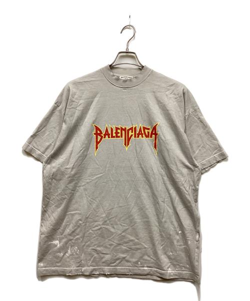 BALENCIAGA（バレンシアガ）BALENCIAGA (バレンシアガ) METAL LOGO CRASHED S/S TEE/メタルロゴクラッシュTシャツ グレー サイズ:Lの古着・服飾アイテム