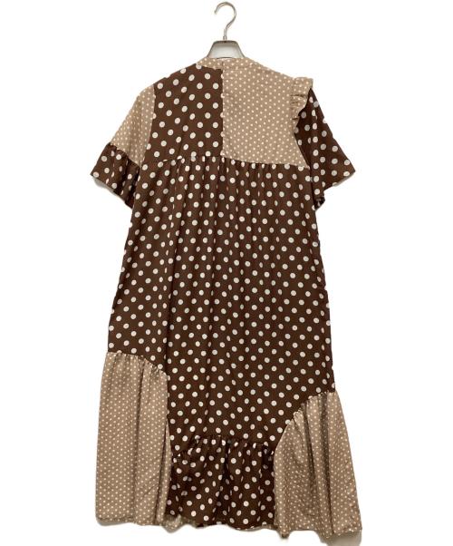 FRAPBOIS（フラボア）FRAPBOIS (フラボア) ドレープドット ワンピース ブラウンの古着・服飾アイテム