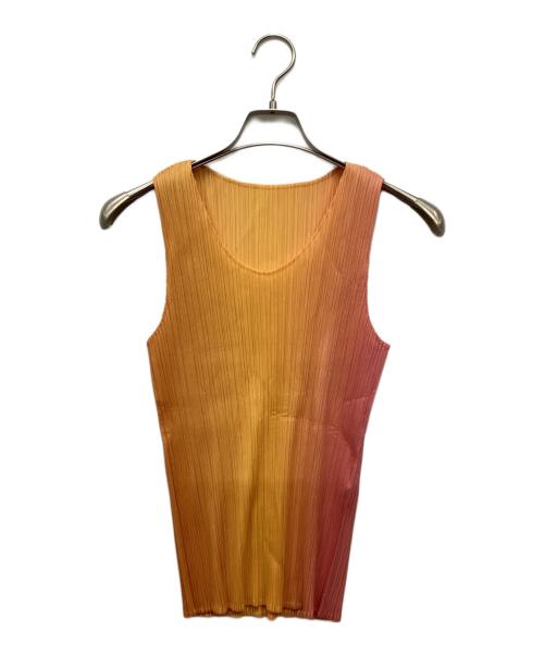 PLEATS PLEASE（プリーツプリーズ）PLEATS PLEASE (プリーツプリーズ) ノースリーブブラウス オレンジ サイズ:FREEの古着・服飾アイテム