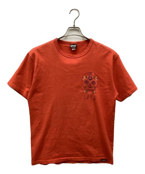 Schott（ショット）Schott (ショット) メキシカンスカルステッチTシャツ オレンジ サイズ:XLの古着・服飾アイテム