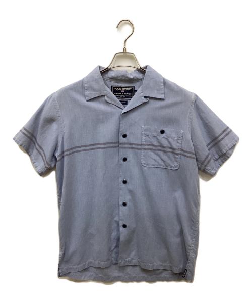 POLO SPORT（ポロスポーツ）POLO SPORT (ポロスポーツ) ライン柄開襟ショートスリーブシャツ/ラインガラカイキンショートスリーブシャツ スカイブルー サイズ:Mの古着・服飾アイテム