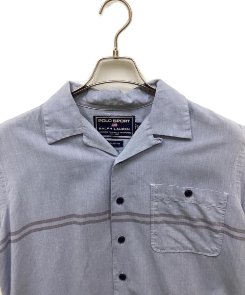 POLO SPORT（ポロスポーツ）POLO SPORT (ポロスポーツ) ライン柄開襟ショートスリーブシャツ/ラインガラカイキンショートスリーブシャツ スカイブルー サイズ:Mの古着・服飾アイテム