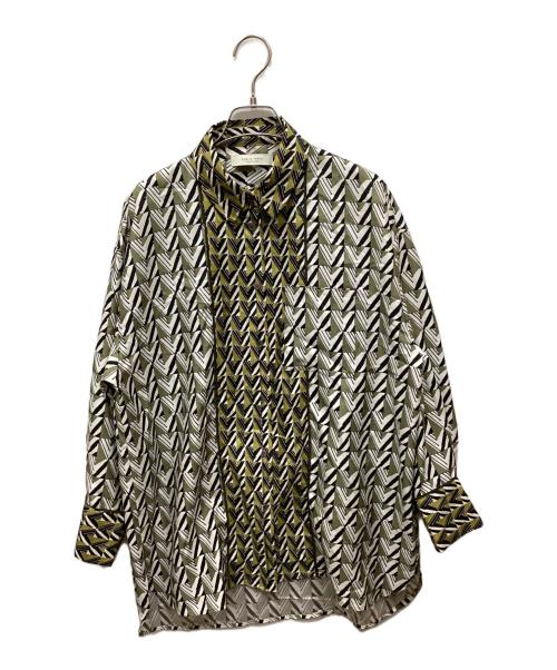 PUBLIC TOKYO（パブリックトウキョウ）PUBLIC TOKYO (パブリックトウキョウ) バックオープンジオメトリックプリントシャツ グリーン サイズ:Freeの古着・服飾アイテム