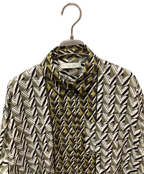 PUBLIC TOKYO（パブリックトウキョウ）PUBLIC TOKYO (パブリックトウキョウ) バックオープンジオメトリックプリントシャツ グリーン サイズ:Freeの古着・服飾アイテム