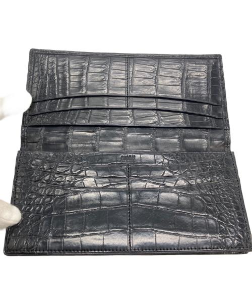 CYPRIS（キプリス）CYPRIS (キプリス) クロコダイル　フラップ　長財布 ブラックの古着・服飾アイテム