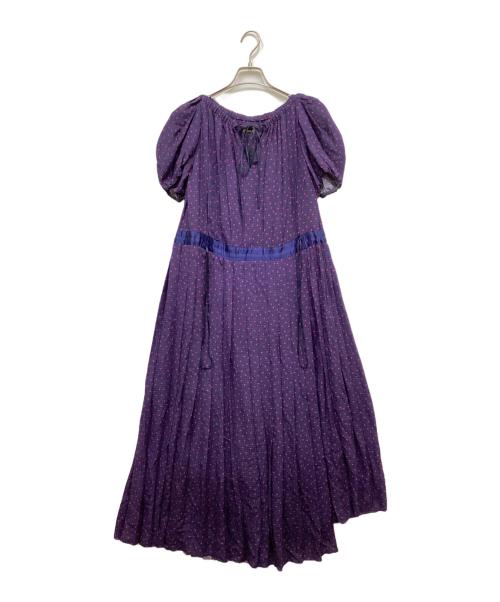 DRAWER（ドゥロワー）DRAWER (ドゥロワー) シルクドットプリーツギャザーワンピ パープル サイズ:ーの古着・服飾アイテム