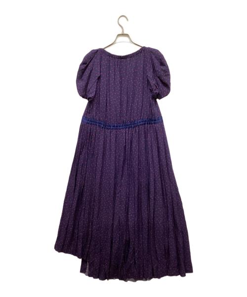 DRAWER（ドゥロワー）DRAWER (ドゥロワー) シルクドットプリーツギャザーワンピ パープル サイズ:ーの古着・服飾アイテム