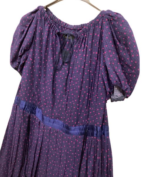 DRAWER（ドゥロワー）DRAWER (ドゥロワー) シルクドットプリーツギャザーワンピ パープル サイズ:ーの古着・服飾アイテム