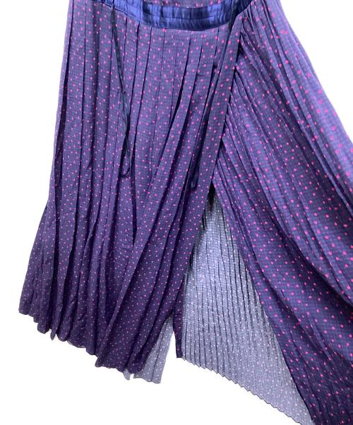 DRAWER（ドゥロワー）DRAWER (ドゥロワー) シルクドットプリーツギャザーワンピ パープル サイズ:ーの古着・服飾アイテム