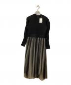 JILL STUARTジルスチュアート）の古着「ニュアンスチュールニットドッキングワンピース」｜ブラック