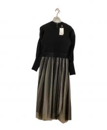 JILL STUART（ジルスチュアート）の古着「ニュアンスチュールニットドッキングワンピース」｜ブラック