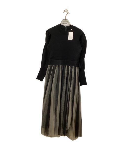 JILL STUART（ジルスチュアート）JILL STUART (ジルスチュアート) ニュアンスチュールニットドッキングワンピース ブラック サイズ:4の古着・服飾アイテム