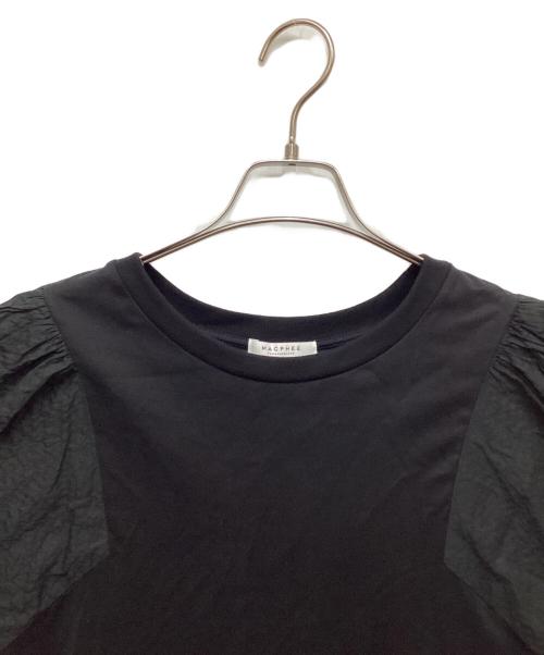 MACPHEE（マカフィー）MACPHEE (マカフィー) コットンサッカーコンビ パフスリーブワンピース ブラック サイズ:36の古着・服飾アイテム