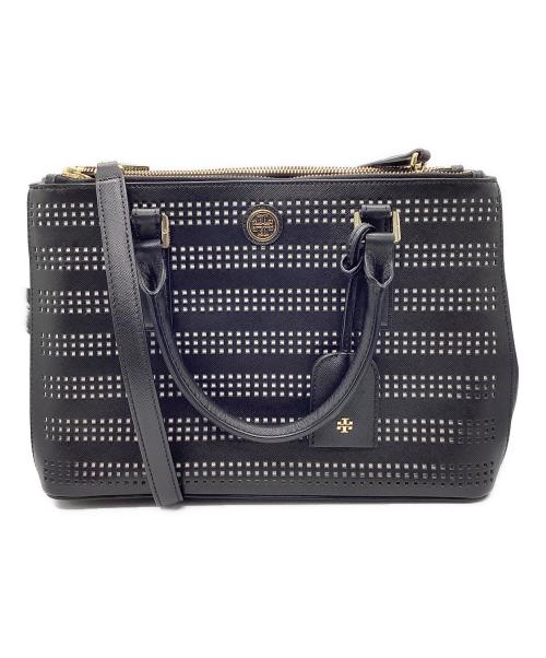 TORY BURCH（トリーバーチ）TORY BURCH (トリーバーチ) ROBINSON PERFORATED LEATHER MICRO DOUBLE ZIP TOTE ブラックの古着・服飾アイテム