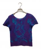 me ISSEY MIYAKEミーイッセイ ミヤケ）の古着「総柄プリーツカットソー」｜パープル