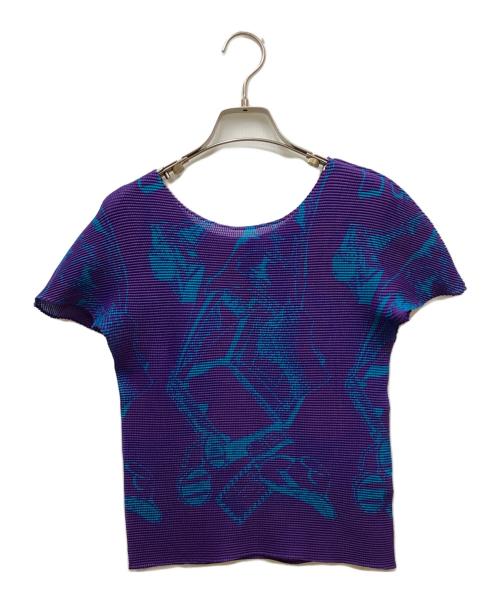 me ISSEY MIYAKE（ミーイッセイ ミヤケ）me ISSEY MIYAKE (ミーイッセイ ミヤケ) 総柄プリーツカットソー パープル サイズ:-の古着・服飾アイテム