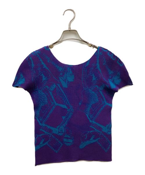 me ISSEY MIYAKE（ミーイッセイ ミヤケ）me ISSEY MIYAKE (ミーイッセイ ミヤケ) 総柄プリーツカットソー パープル サイズ:-の古着・服飾アイテム
