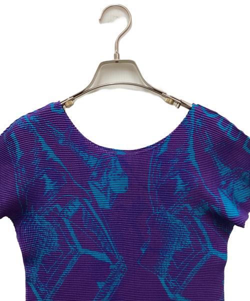 me ISSEY MIYAKE（ミーイッセイ ミヤケ）me ISSEY MIYAKE (ミーイッセイ ミヤケ) 総柄プリーツカットソー パープル サイズ:-の古着・服飾アイテム