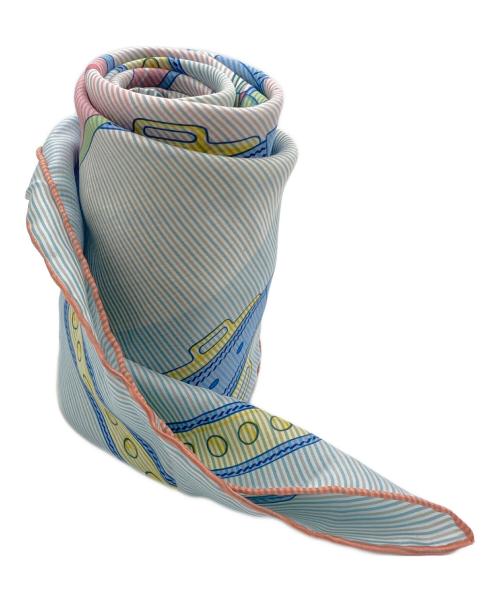 HERMES（エルメス）HERMES (エルメス) カレ90　EN ROUE LIBRE スカイブルーの古着・服飾アイテム