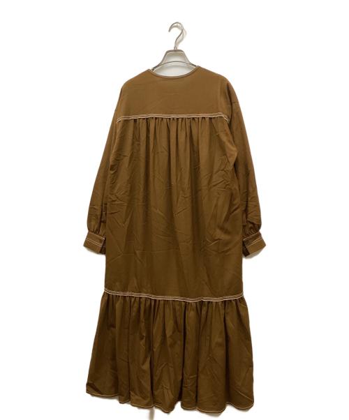 RAY BEAMS（レイ ビームス）RAY BEAMS (レイ ビームス) ステッチギャザーワンピース ブラウン サイズ:表記なし(実寸をご確認ください)の古着・服飾アイテム