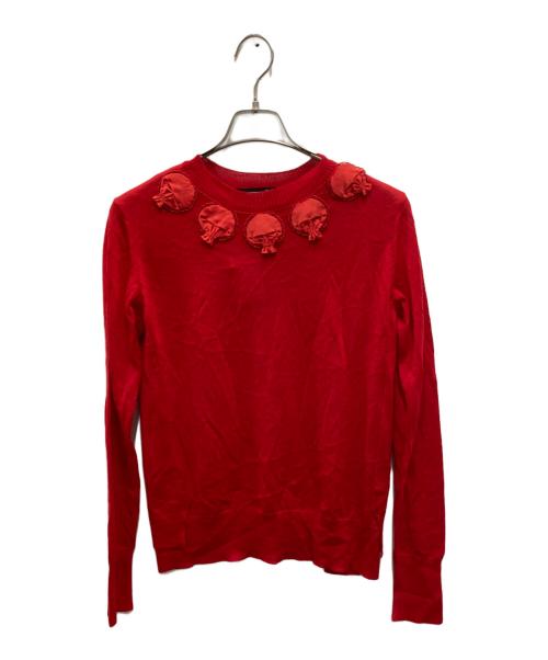 UNDERCOVER（アンダーカバー）UNDERCOVER (アンダーカバー) スカルパッチウールニット レッド サイズ:1の古着・服飾アイテム