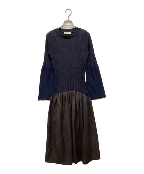 PUBLIC TOKYO（パブリックトウキョウ）PUBLIC TOKYO (パブリックトウキョウ) ベルスリーブリブワンピース ネイビー サイズ:Freeの古着・服飾アイテム