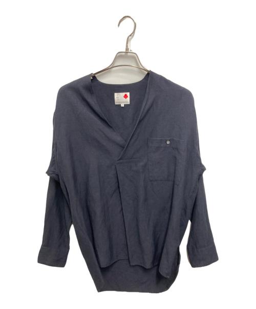 ikiji（イキジ）IKIJI (イキジ) ウールリネンプルオーバー ネイビー サイズ:FREEの古着・服飾アイテム