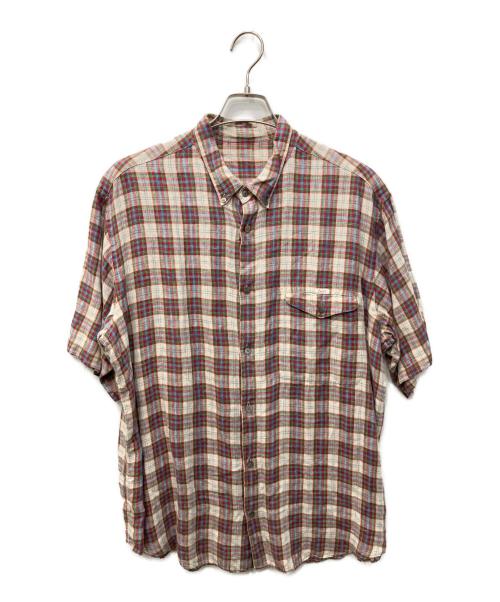 PAPAS（パパス）PAPAS (パパス) リネン半袖シャツ レッド サイズ:Lの古着・服飾アイテム