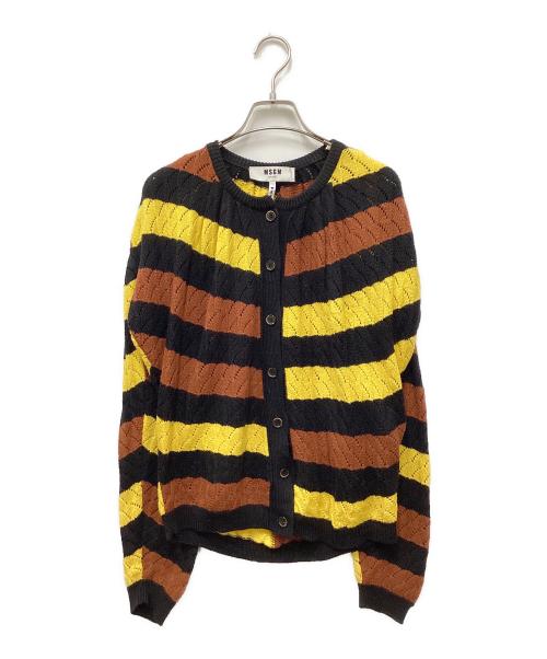 MSGM（エムエスジーエム）MSGM (エムエスジーエム) ニットカーディガン ブラック×イエロー サイズ:Sの古着・服飾アイテム