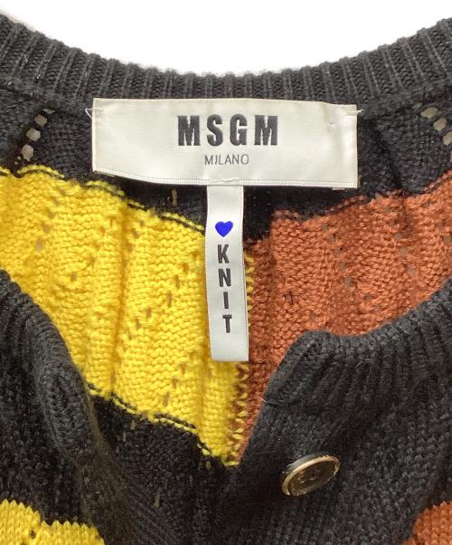 MSGM（エムエスジーエム）MSGM (エムエスジーエム) ニットカーディガン ブラック×イエロー サイズ:Sの古着・服飾アイテム