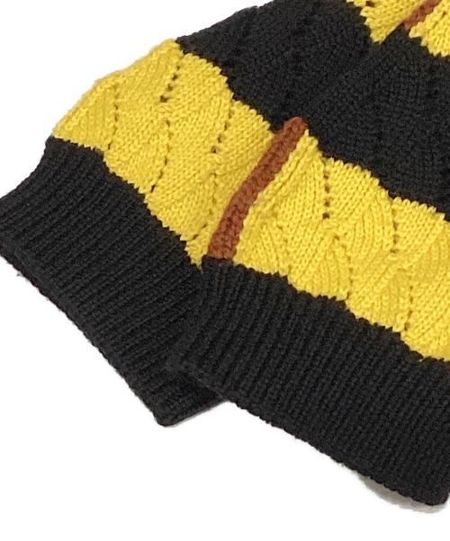 MSGM（エムエスジーエム）MSGM (エムエスジーエム) ニットカーディガン ブラック×イエロー サイズ:Sの古着・服飾アイテム