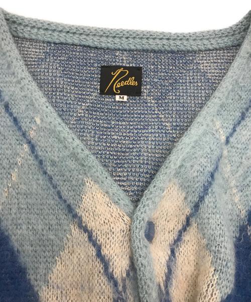 Needles（ニードルズ）Needles (ニードルズ) Mohair Cardigan Argyle(モヘヤ カーディガン アーガイル) ブルー サイズ:Mの古着・服飾アイテム