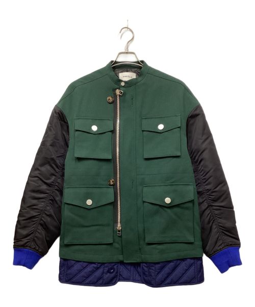 ENFOLD（エンフォルド）ENFOLD (エンフォルド) Fine Woolギャバ ミリタリーコート グリーン サイズ:Mの古着・服飾アイテム