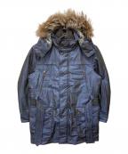 Aquascutumアクアスキュータム）の古着「シルバーフォックスファー玉虫地ダウンコート」｜ブルー