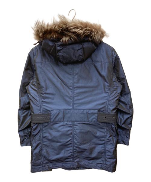 Aquascutum（アクアスキュータム）Aquascutum (アクアスキュータム) シルバーフォックスファー玉虫地ダウンコート ブルー サイズ:Mの古着・服飾アイテム