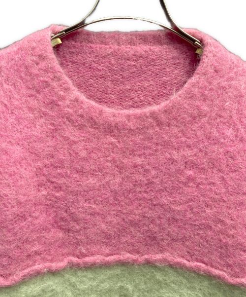 blackmeans（ブラックミーンズ）blackmeans (ブラックミーンズ) ONO YUKINORI (オノユキノリ) モヘアニット ピンク×グリーン サイズ:1の古着・服飾アイテム