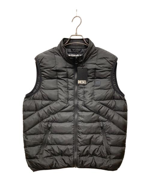DIESEL（ディーゼル）DIESEL (ディーゼル) W-DWAIN-VEST/ラバーロゴパッチ中綿ベスト ブラック サイズ:M 未使用品の古着・服飾アイテム
