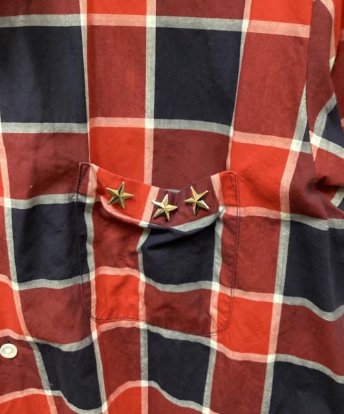 SOPHNET.（ソフネット）SOPHNET. (ソフネット) スタースタッズチェックシャツ レッド サイズ:Mの古着・服飾アイテム