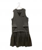 colorerクロレ）の古着「V-neck designed jumper skirt/Ｖネックデザインジャンパースカート」｜グレー